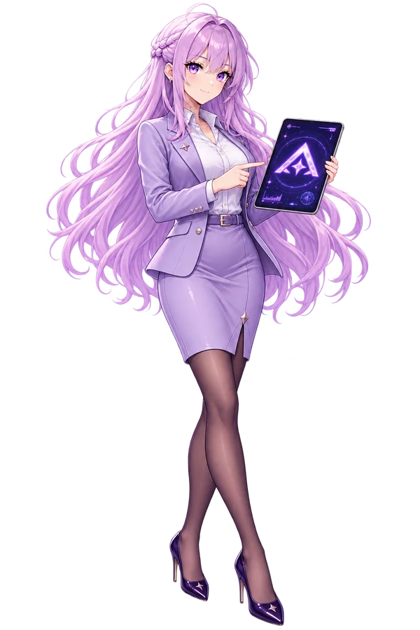 Ara, mascotte de Lunara, présentant une tablette Lunara